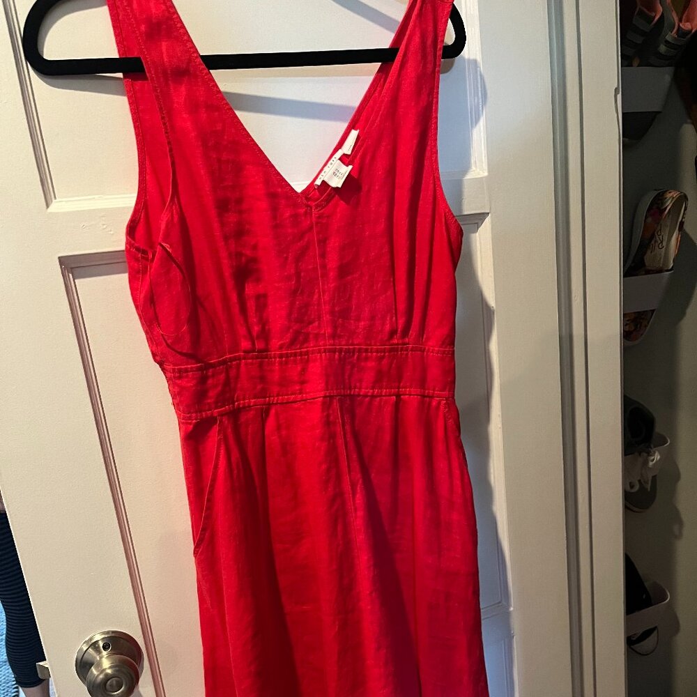 Nicole Miller Red Linen A-Line Dress